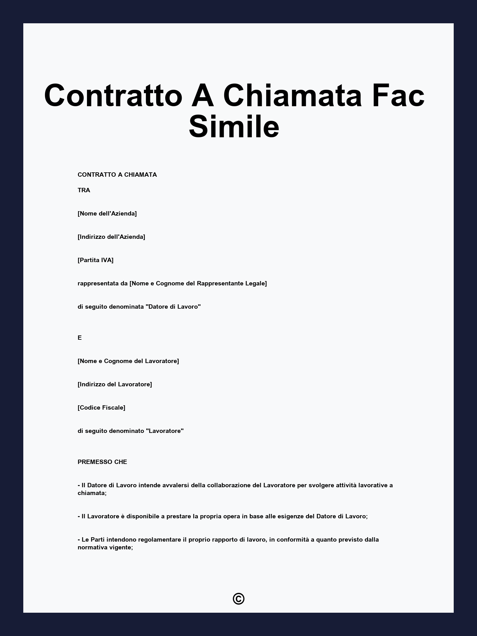 Contratto A Chiamata Fac Simile