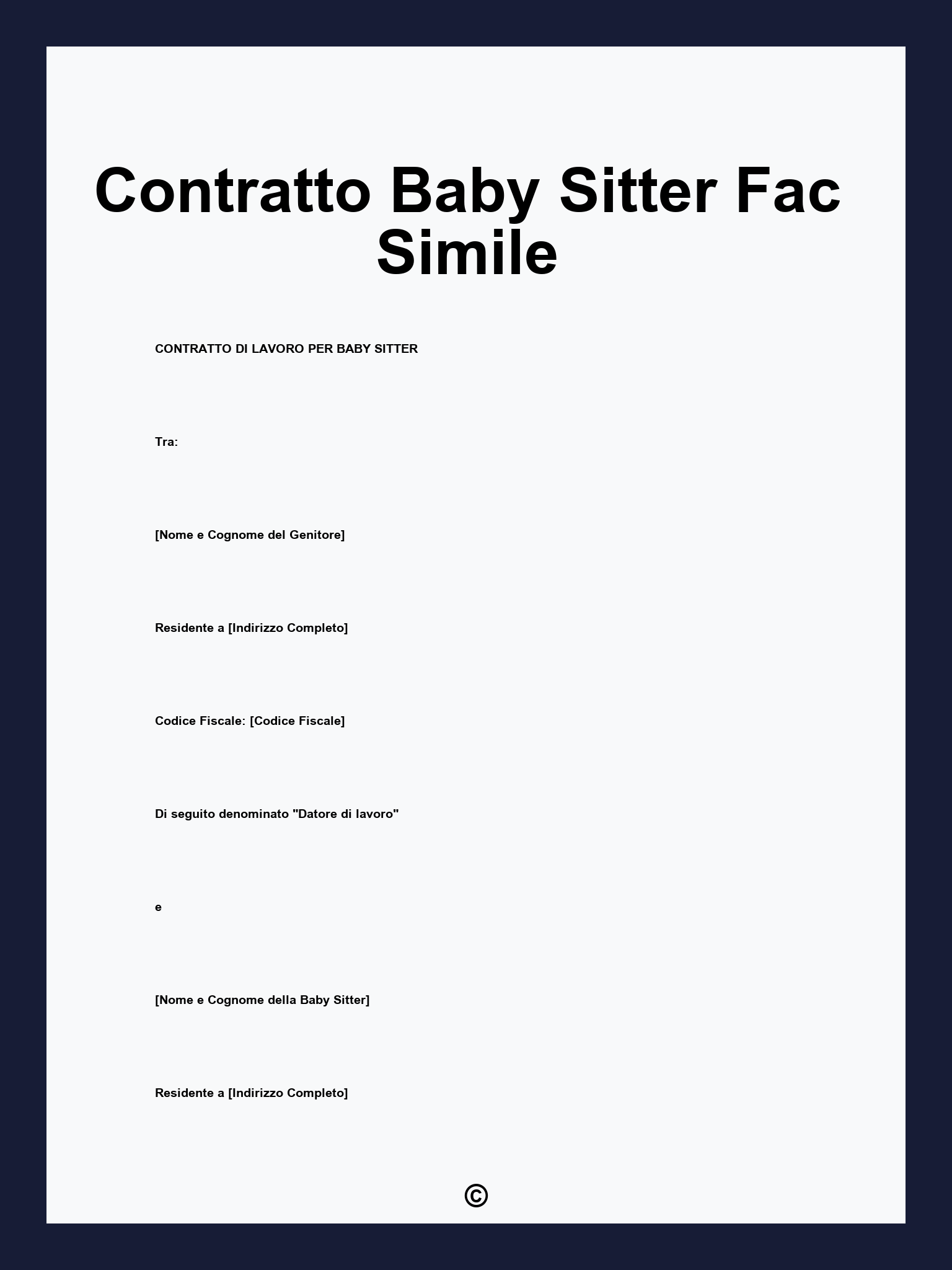 Contratto Baby Sitter Fac Simile