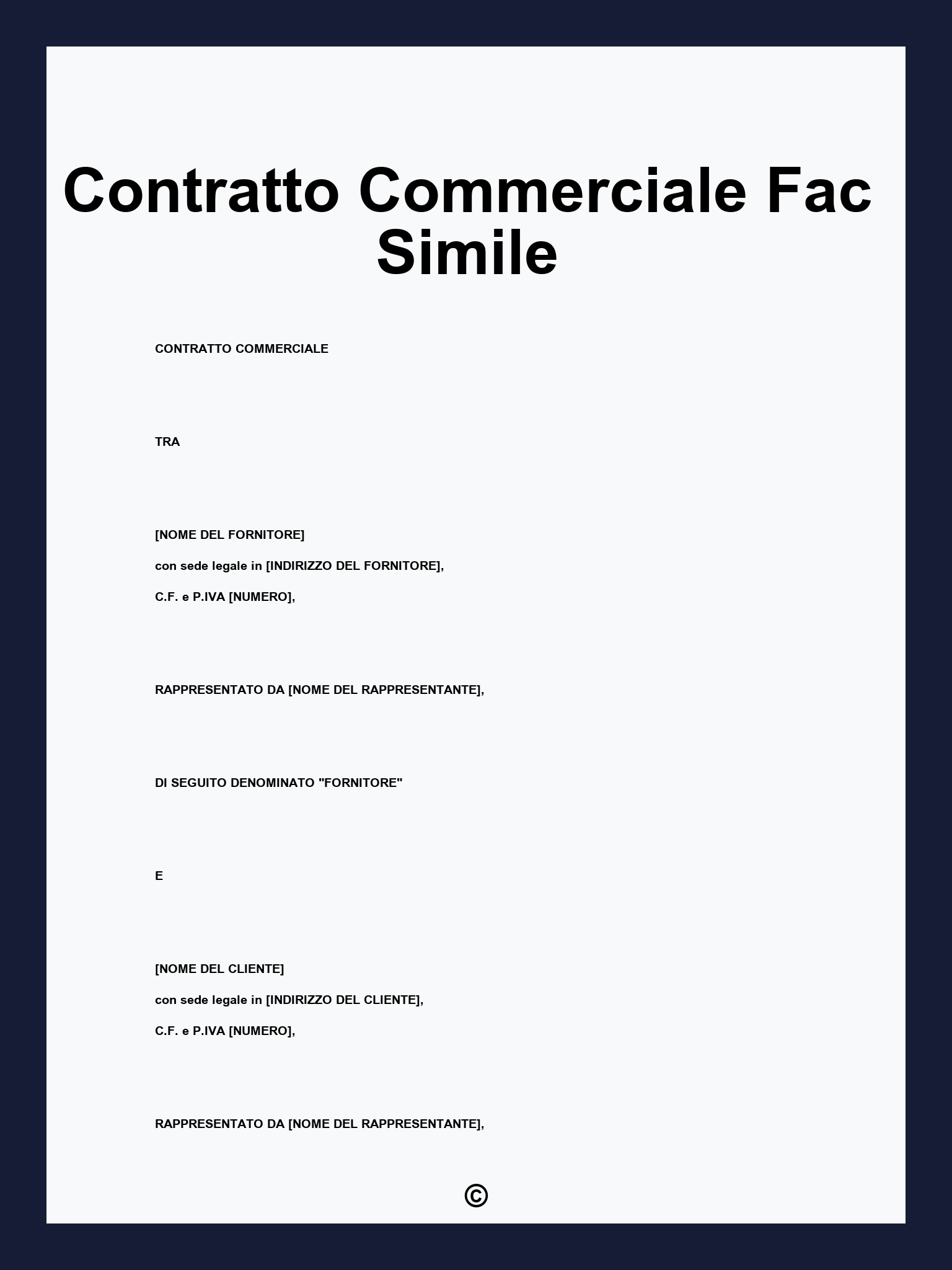 Contratto Commerciale Fac Simile