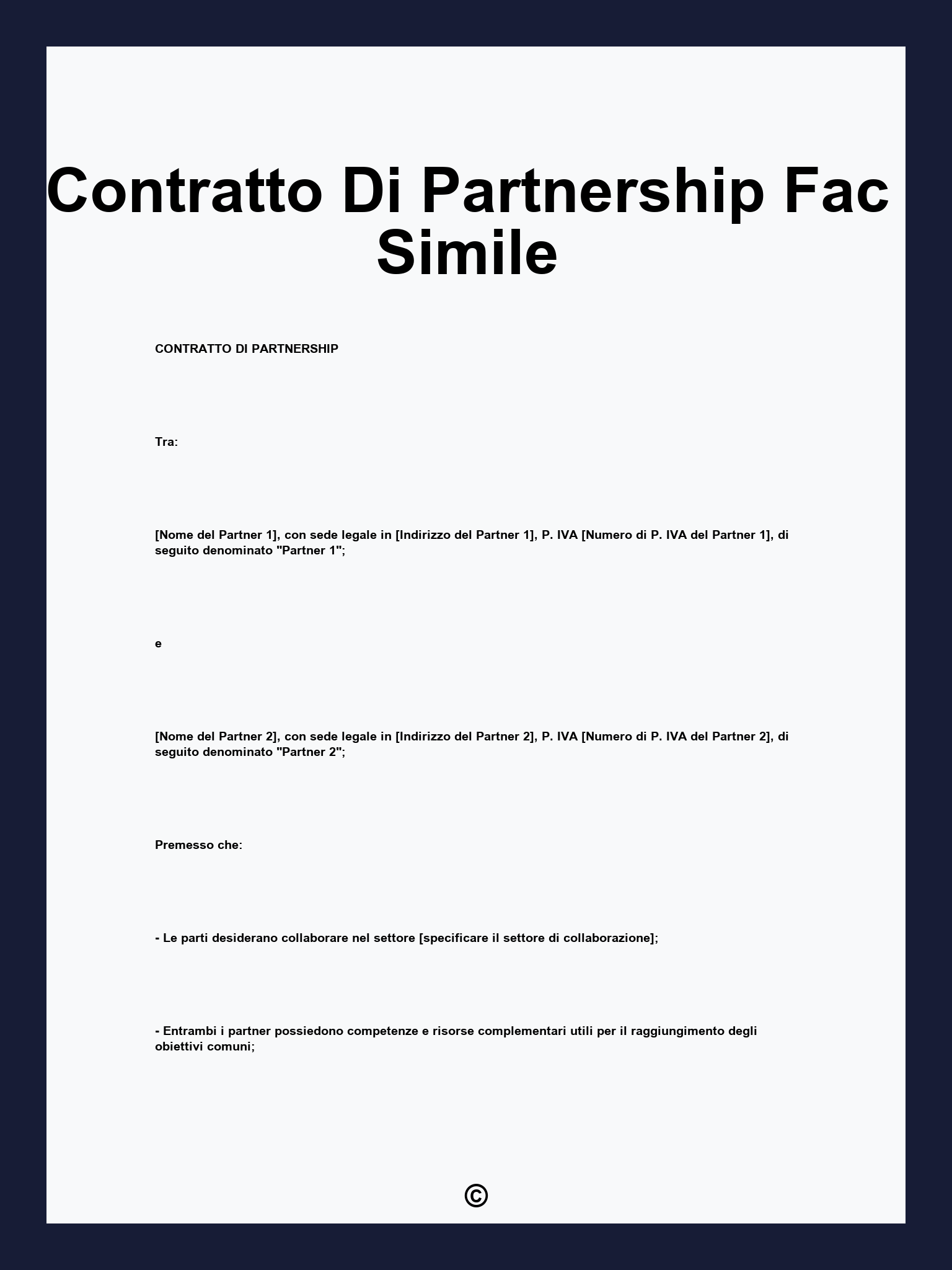 Contratto Di Partnership Fac Simile