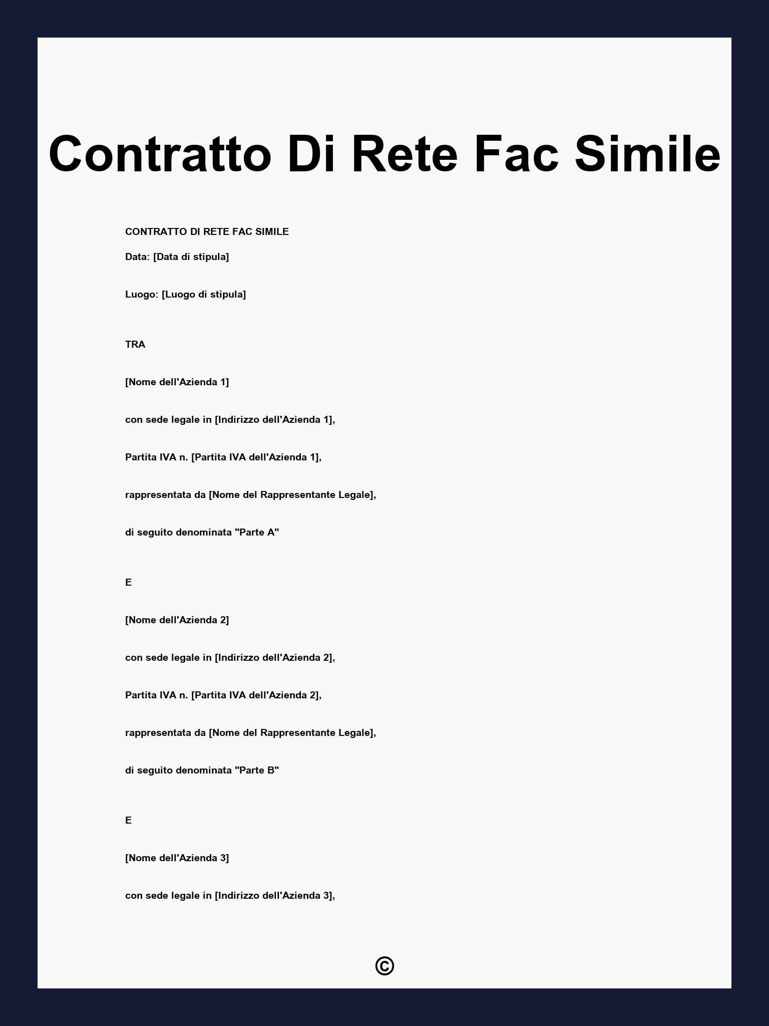 Contratto Di Rete Fac Simile