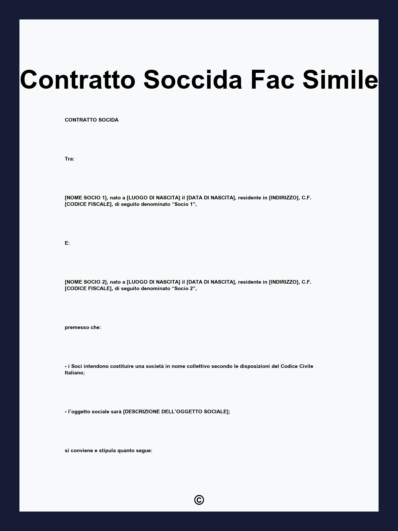Contratto Soccida Fac Simile