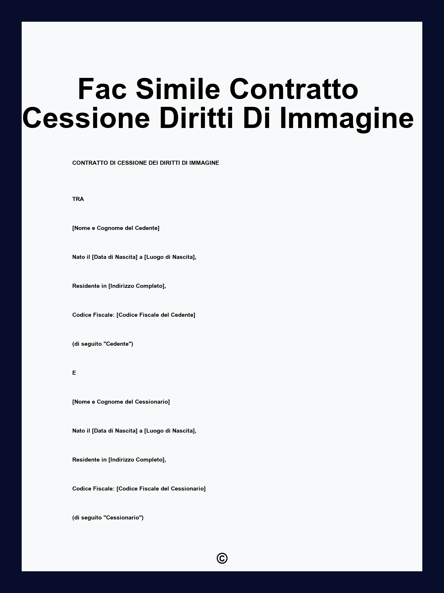 Fac Simile Contratto Cessione Diritti Di Immagine