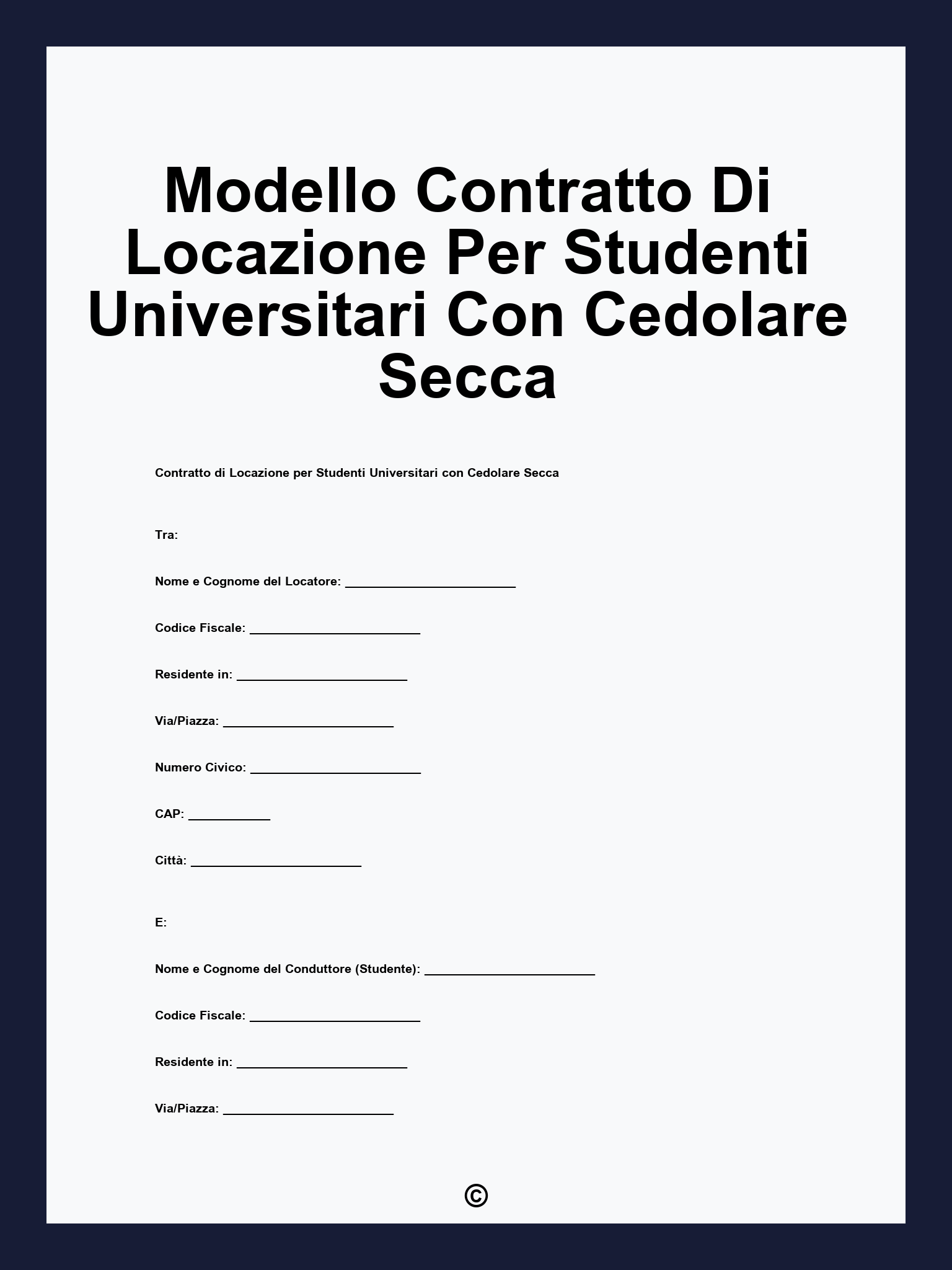 Modello Contratto Di Locazione Per Studenti Universitari Con Cedolare Secca